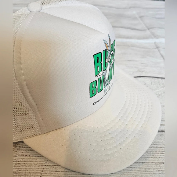 Bugs Bunny Warner Bros Inc. 1988 Vintage White Trucker Mesh Snap Back Hat - Picture 3 of 9